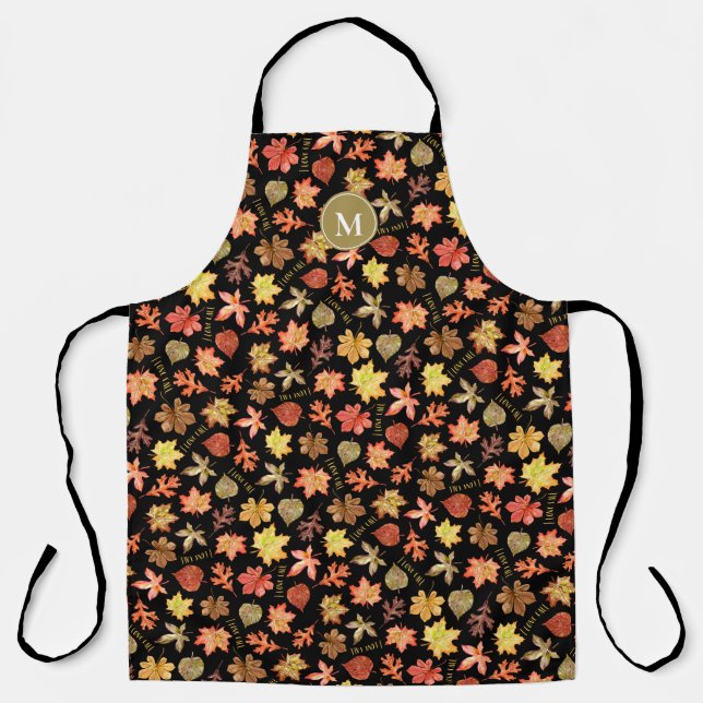 Tablier J'aime automne feuilles motif monogrammed (Recto)