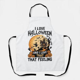 Tablier J'aime la maison hantée Halloween Sorcière de lune