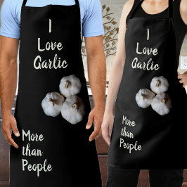 Tablier J'aime l'ail plus que les gens amusant noir