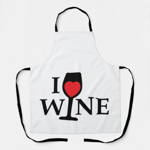 Tablier J'aime le vin au coeur rouge