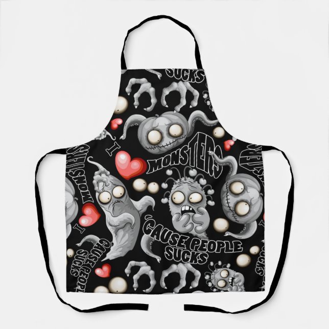 Tablier J'aime les monstres parce que les gens aiment les  (Recto)