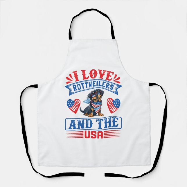 Tablier J'aime les Rottweilers et les USA (Recto)