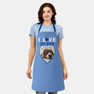 Tablier J'aime mon chien Blue Heart Photo Nom de l'animal