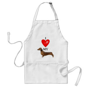 Tablier J'Aime Mon Coeur Rouge Dachshund