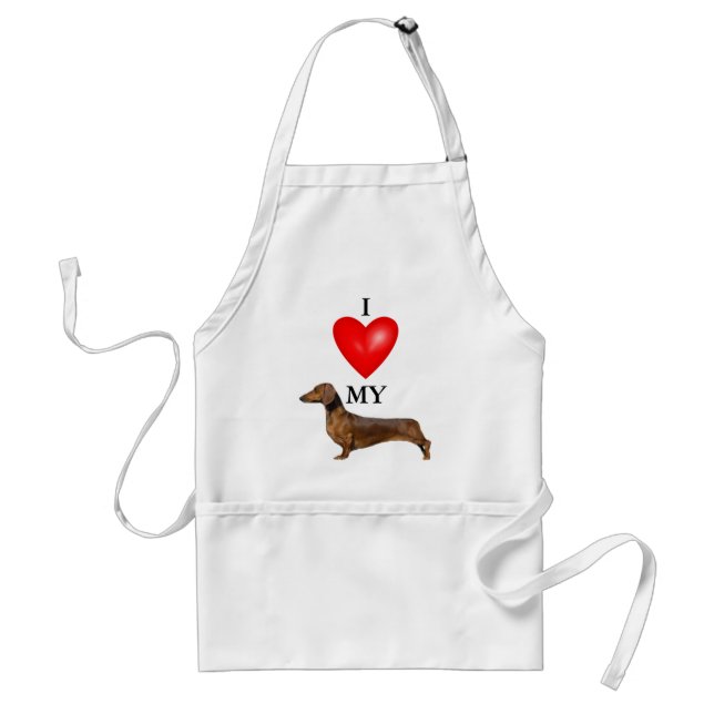Tablier J'Aime Mon Coeur Rouge Dachshund (Devant)