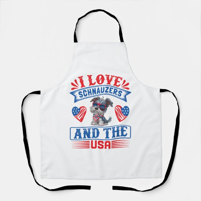 Tablier J'aime Schnauzers et les USA (Recto)