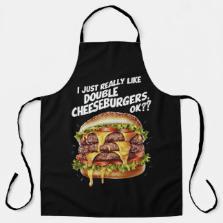 TABLIER J'AIME VRAIMENT LES DEUX BURGERS DE CHÈSEUR, OK