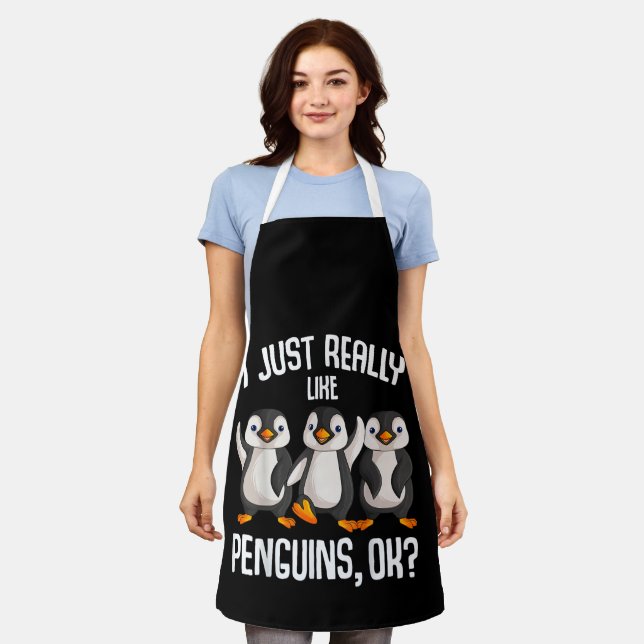 Tablier J'Aime Vraiment Les Pingouins Enfants Garçons Femm (Porté)