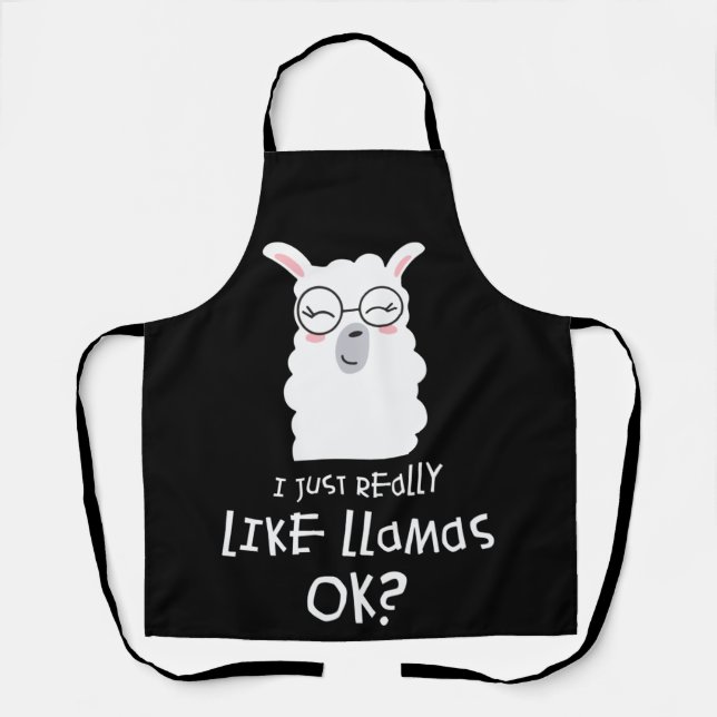 Tablier J'Aime Vraiment Llama Ok Llama Alpaca Lover (Recto)