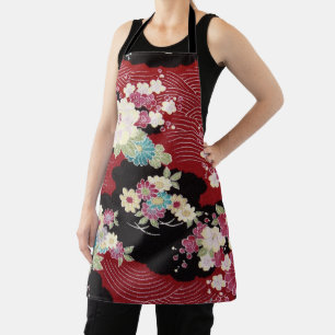 Tablier Japonais KIMONO Textile, motif floral