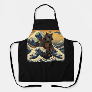 Tablier Japonais Rétro Samurai Chat La Grande Vague Par Ho