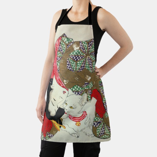Tablier Japonaise avec chat, Tsukioka Yoshitoshi (Insitu)