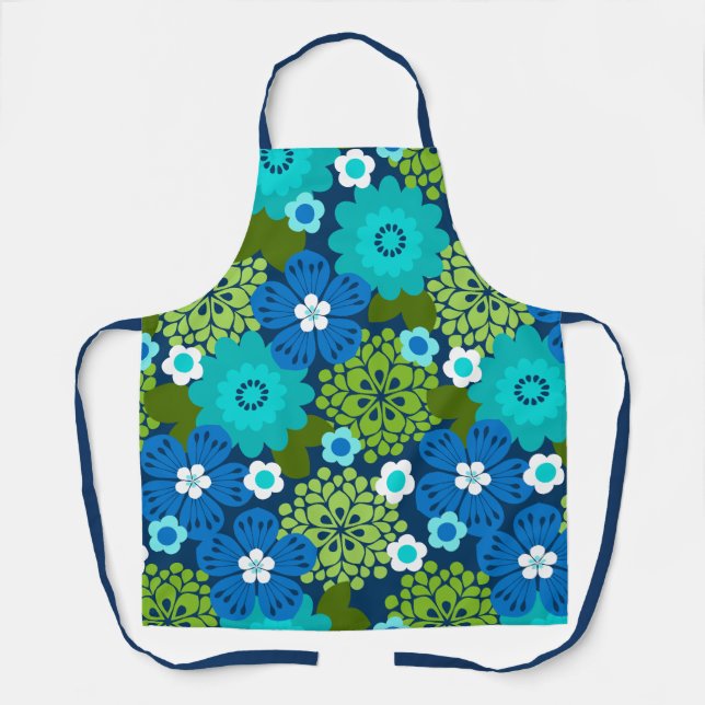 Tablier Jardin Allana Hawaïen Floral Graphique - Cool (Recto)