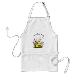 Tablier Jardin de fleurs avec votre texte Apron blanc
