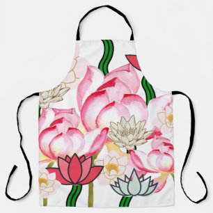 Tablier Jardin de fleurs de lotus rose Mikitiez