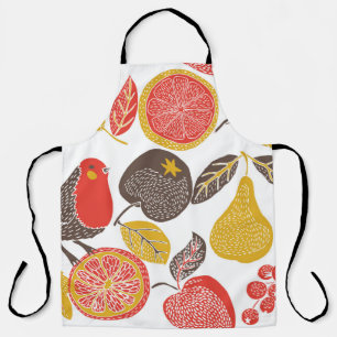 Tablier jardin de fruits avec oiseau