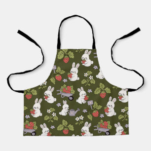 Tablier Jardin de lapins aux fraises mignon Cottagecore