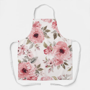 Tablier Jardin de roses floral aquarelle rose botanique