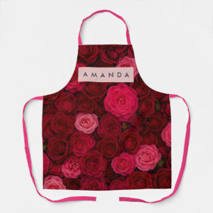 Tablier Jardin de roses roses et rouges profondes personna