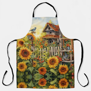 Tablier Jardin de tournesol avec maisons d'oiseaux