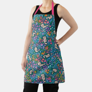 Tablier Jardin fantaisiste de Pebble Chat Gris & Floral Lu