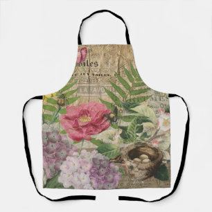 Tablier Jardin Floral de Nid d'Oiseau Papillon Art