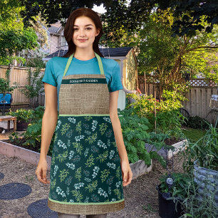 Tablier Jardin Floral Foncé Aquarelle Personnalisé