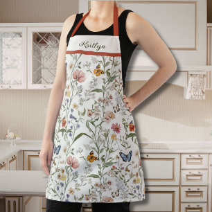 Tablier Jardin floral papillon de fleurs sauvages personna