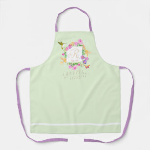 Tablier Jardin floral vert