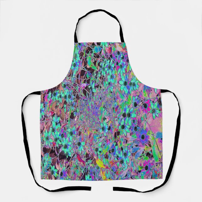Tablier Jardin pourpre avec fleurs psychédéliques Aquamari (Recto)