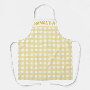 Tablier Jaune et blanc En vichy Plaid motif