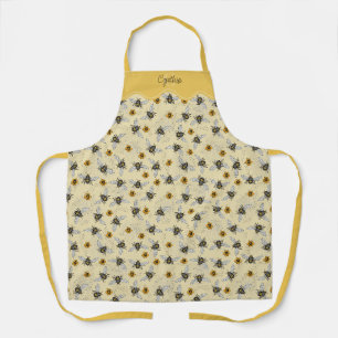 Tablier Jaune et crème Amusants Honeybee Motif jardinage