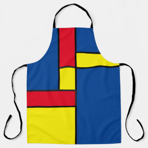 Tablier Jaune rouge moderne et bleu inspiré par De Stijl 
