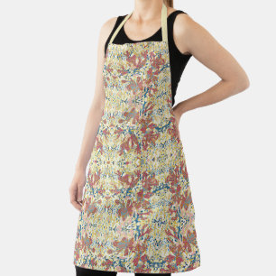 Tablier Jaune Terracotta Fleurs Abstraites Motif Floral