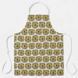 Tablier Jaune Tournesol Vert Noir Style Artistique Aquarel
