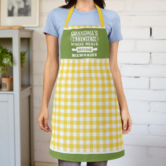 Tablier Jaune Vert En vichy Grandma Repas Devenir Souvenir