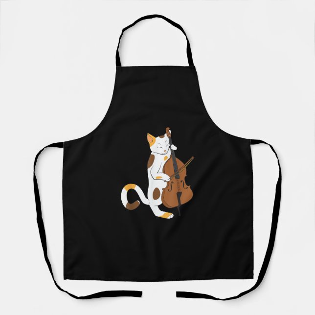 Tablier Jazz Cat Shirt Jouer Basse Instrument pour Kitten (Recto)