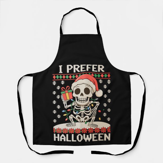Tablier Je Préfère Halloween Noël Squelette Vilain Noël (Recto)