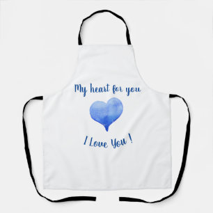 Tablier Je t'aime Coeur Bleu mignon Saint Valentin