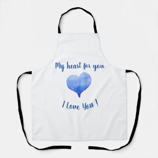 Tablier Je t'aime Coeur Bleu mignon Saint Valentin