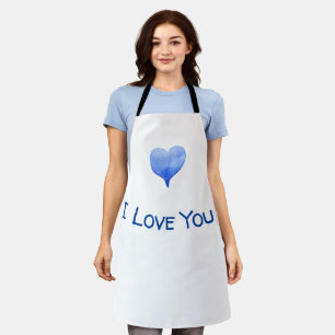 Tablier Je t'aime Cute Blue Heart Valentine