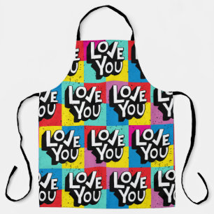 Tablier Je t'aime. Lettres à la main motif pour Valentine'