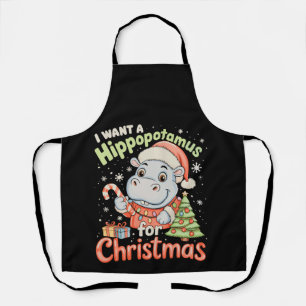 Tablier Je veux un hippopotame pour Noël Hippo Noël