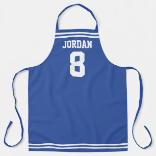 Tablier Jersey de football bleu avec nom et numéro personn