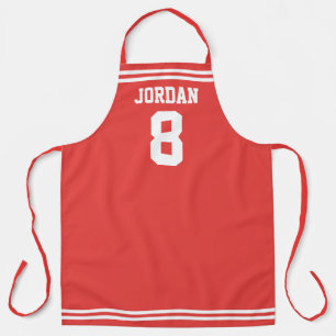 Tablier Jersey de football rouge avec nom et numéro perso