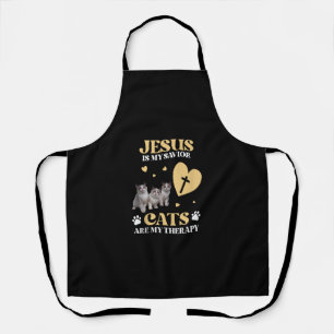 Tablier Jésus Est Mon Sauveur Les Chats Sont Mon Thérapie