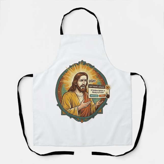 Tablier Jésus Mise à Jour Logcielle Ennuyeuse Pop Up Humou (Recto)