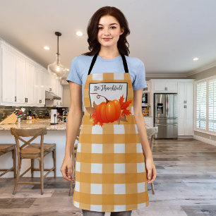 Tablier Jeu de grâce Citrouille Orange Buffalo Plaid Apron