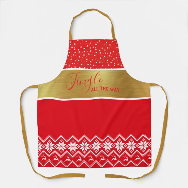 Tablier Jingle Tout Le Chemin | Reindeer, Snowflakes & Sta (Recto)
