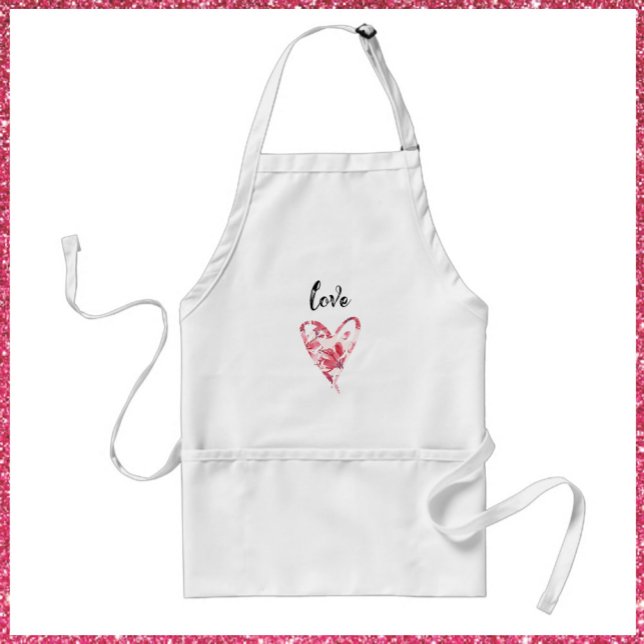 Tablier Joli amour rose coeur floral (Créateur téléchargé)